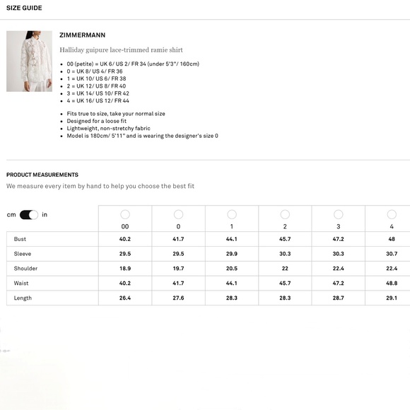 Zimmermann Halliday Lace Flower Shirt Small size 1 - Picture 9 of 16